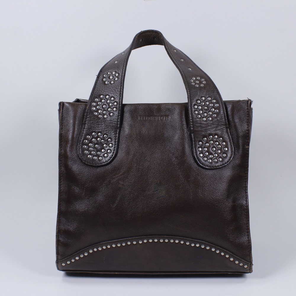 Hidesign Brown Leather Studded Tote Bag Handbag Boho Western Satchel